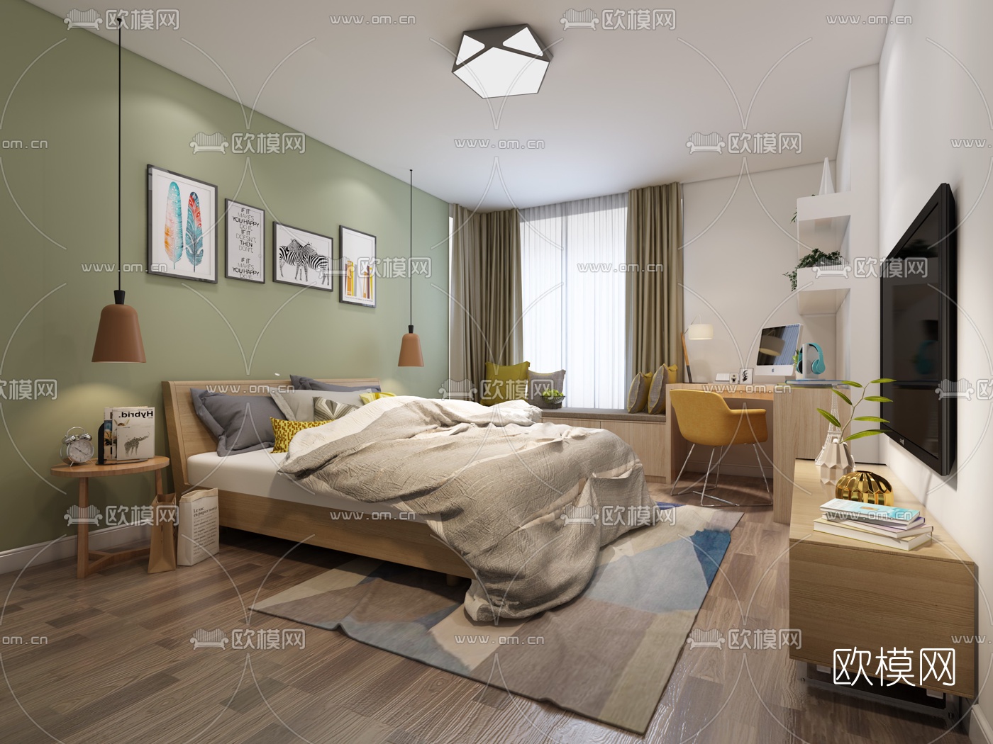 现代简约卧室3d模型