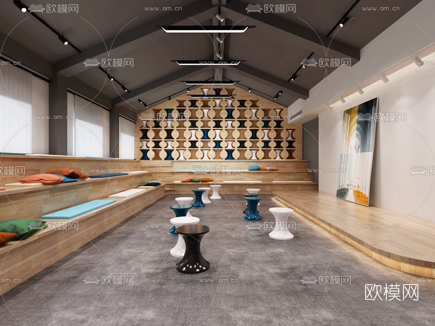 现代多功能休息区3d模型