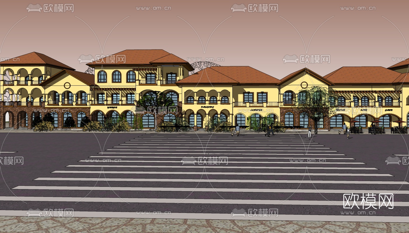 欧式沿街商业建筑su模型
