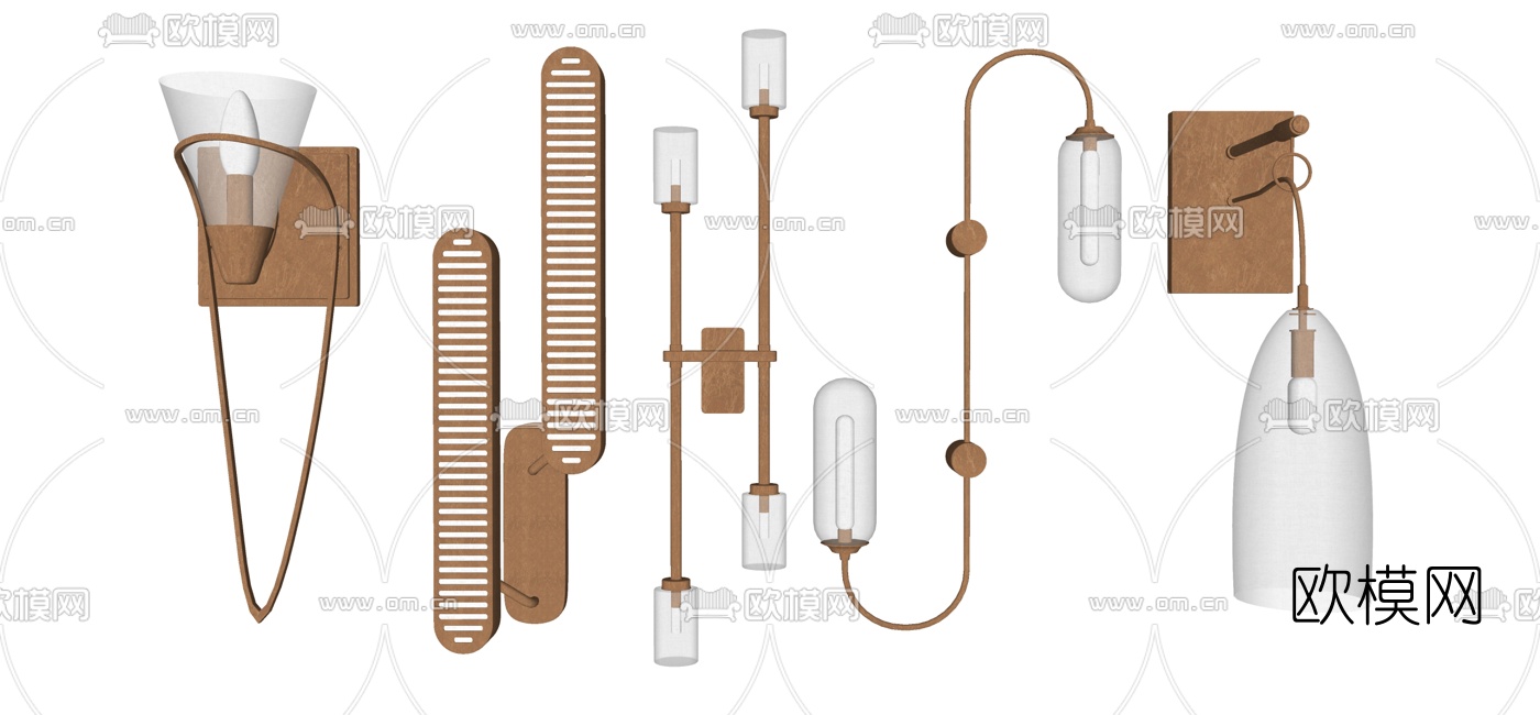 现代壁灯组合su模型下载