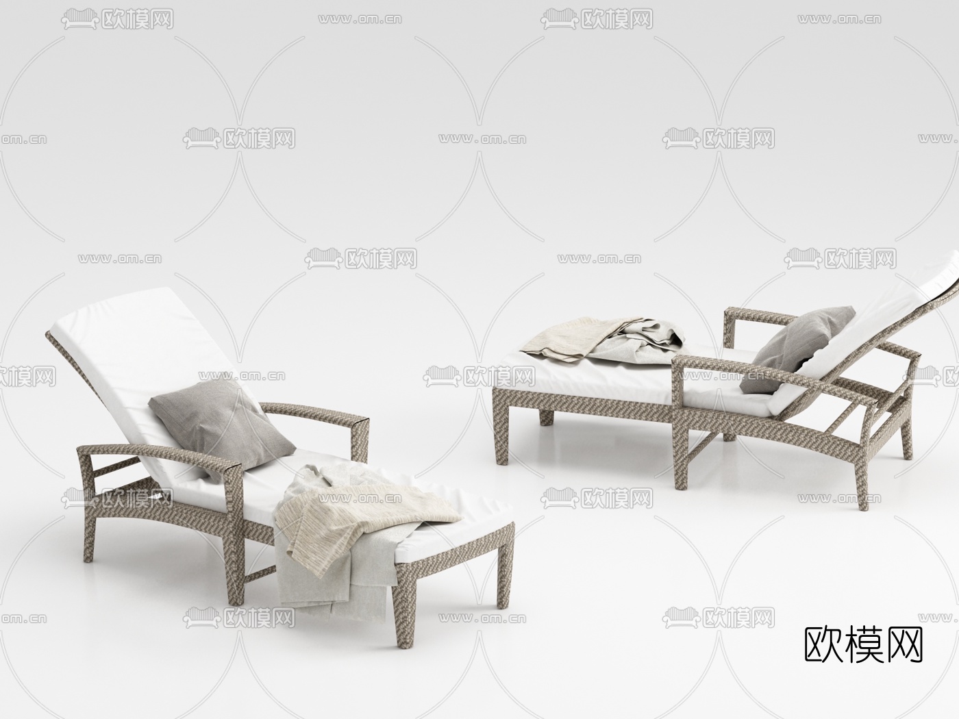 现代户外休闲躺椅3d模型下载