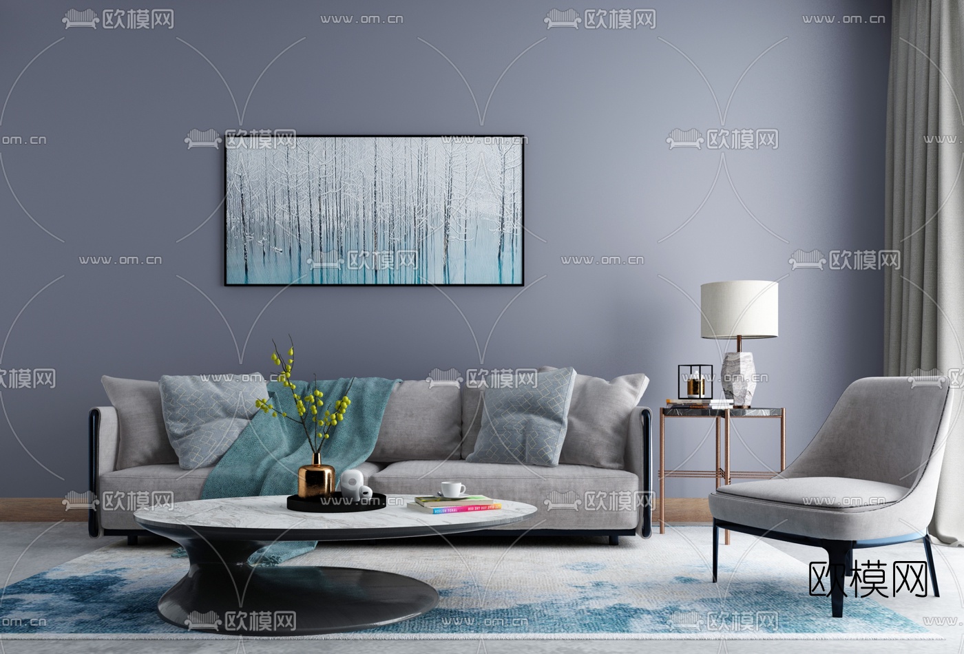 现代沙发组合3D模型