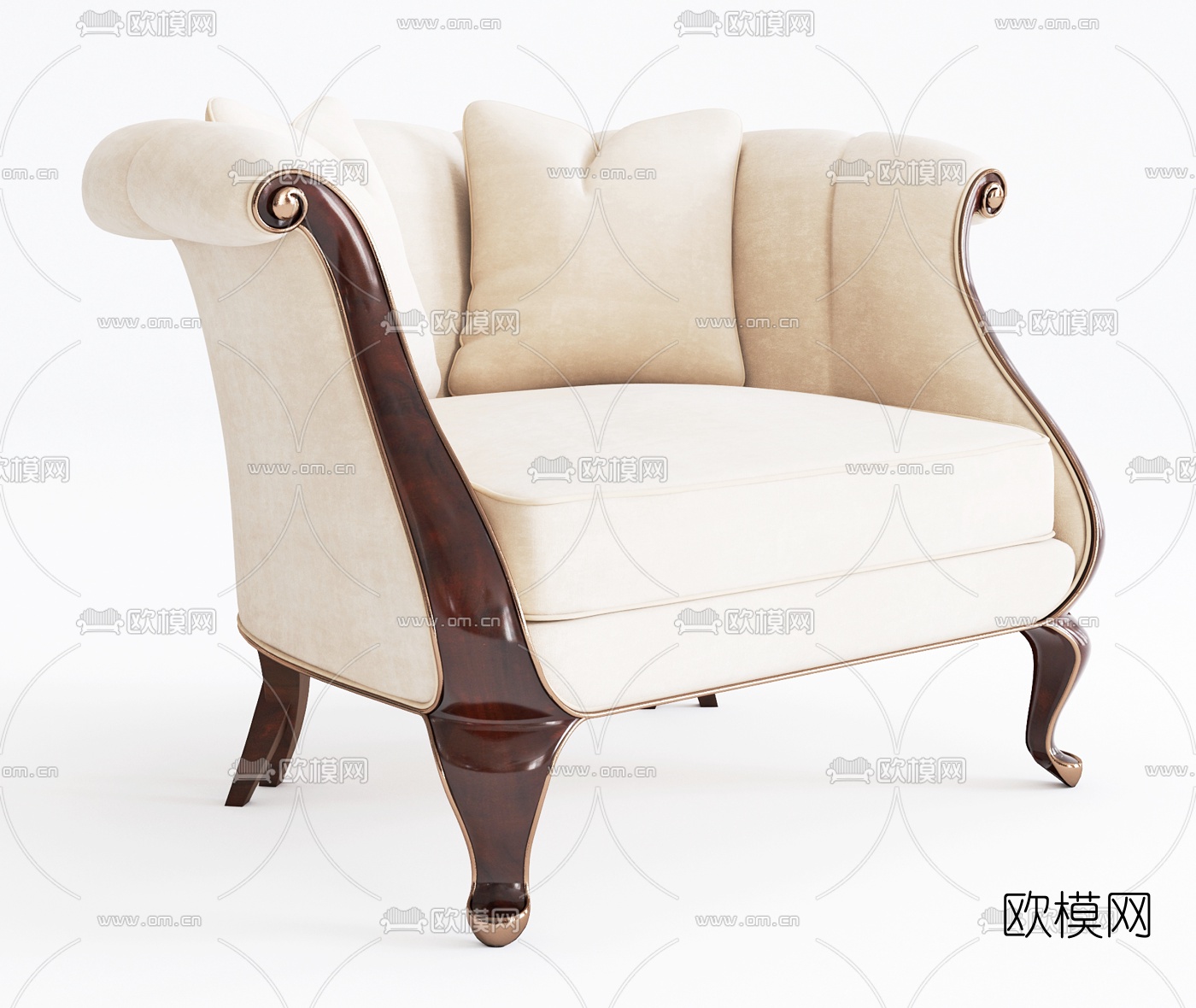 简欧ChristopherGuy沙发椅组合3D模型下载（渲染图2）