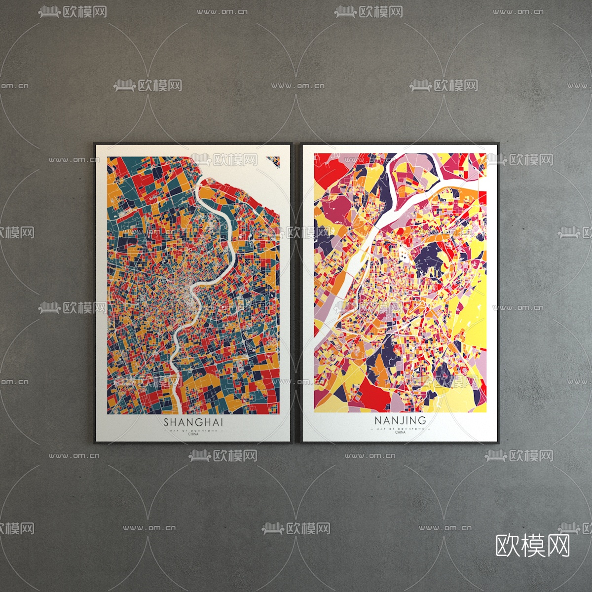 现代挂画装饰画组合3D模型