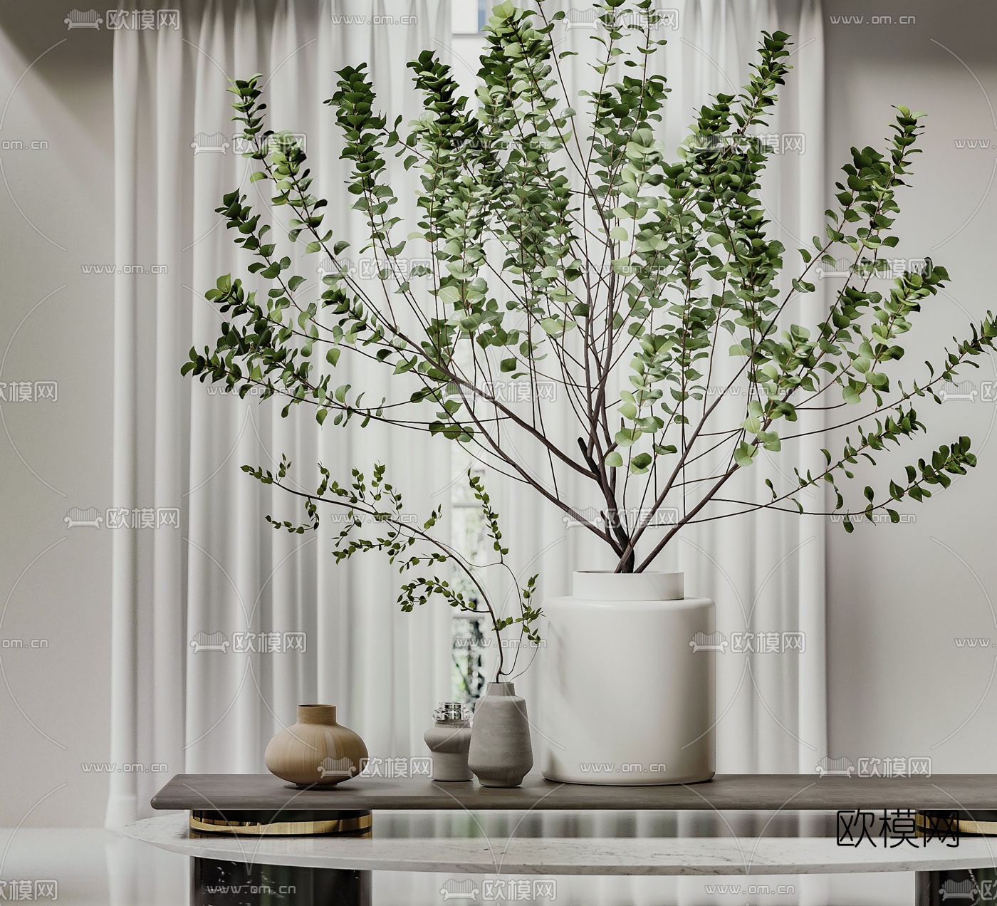 现代绿植盆栽3d模型