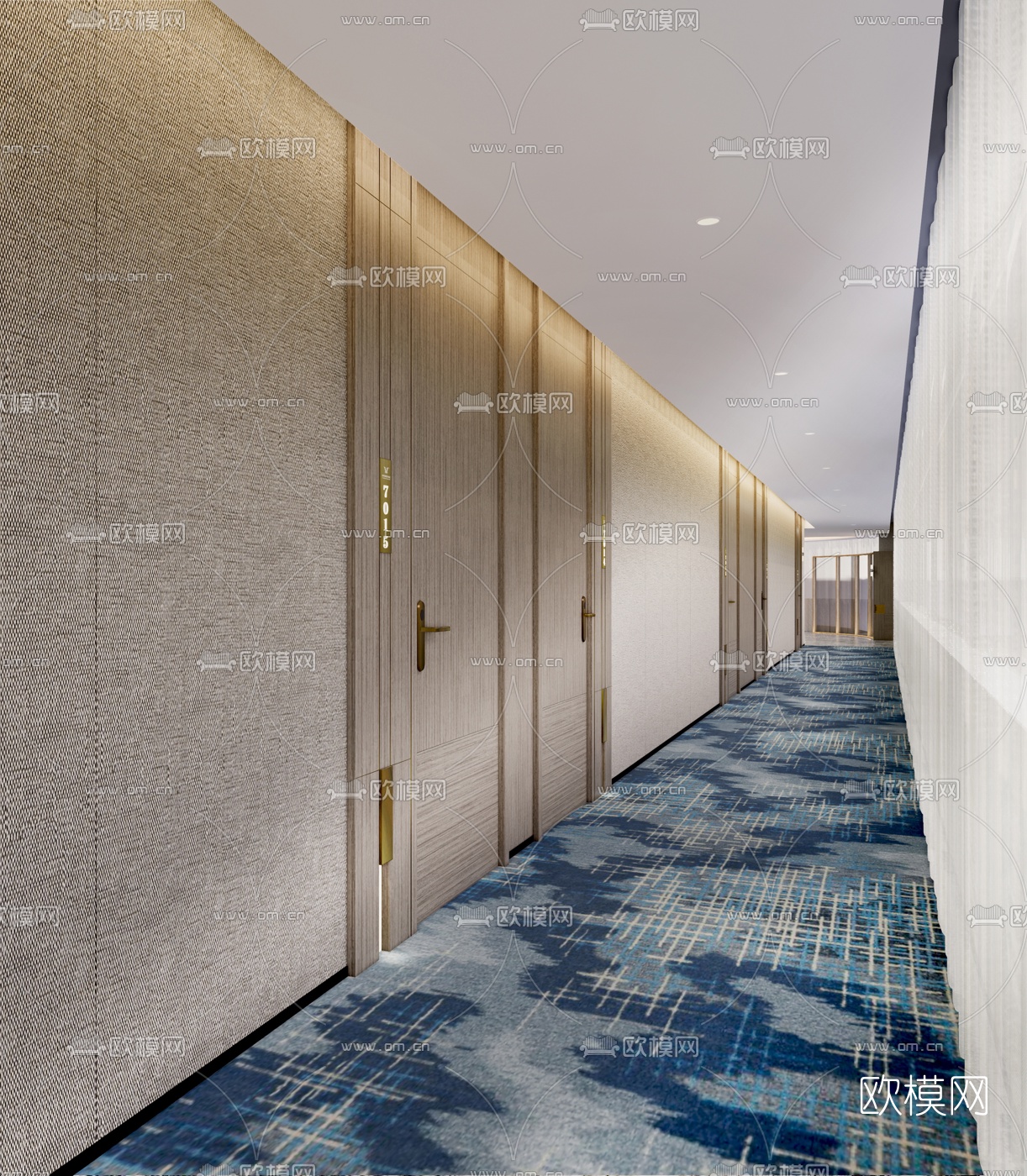 新中式酒店过道su模型下载（渲染图2）