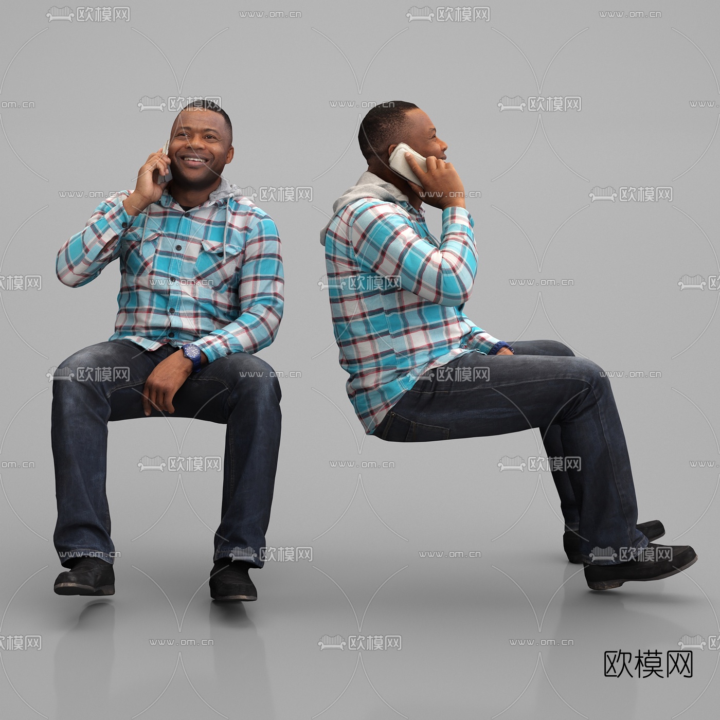 现代坐姿男人3d模型