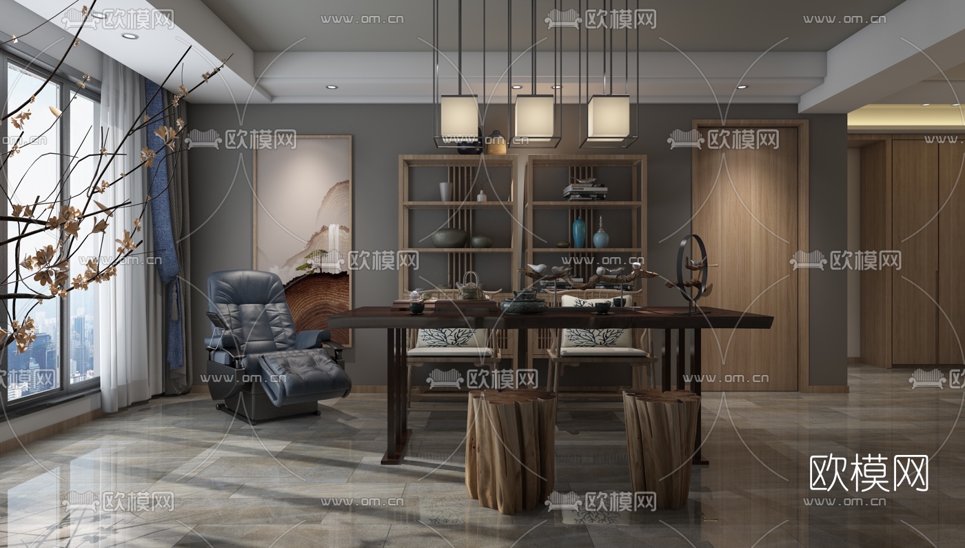 新中式茶室3D模型