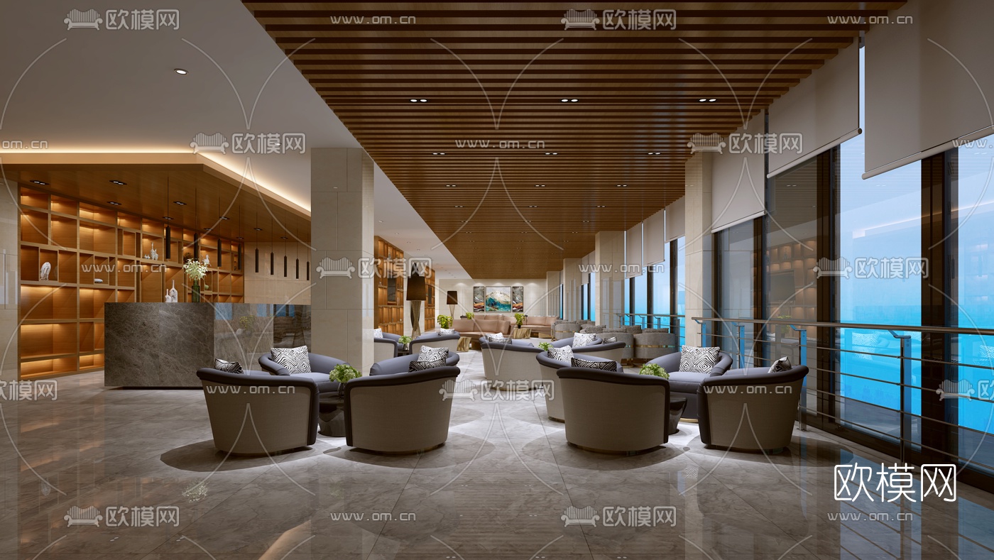 现代酒店大堂吧3D模型免费下载-免费3dmax模型库-欧模网