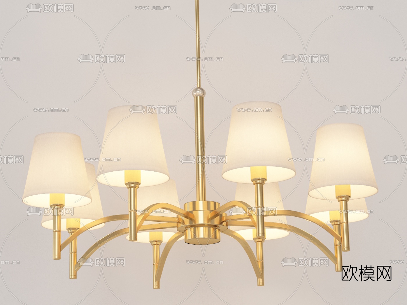 美式金属多头吊灯3d模型下载（渲染图4）