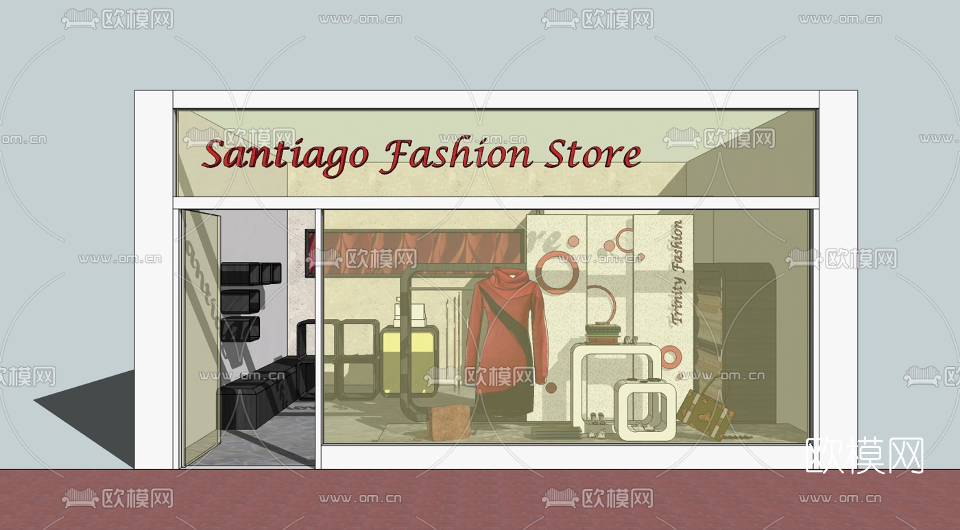 现代服装店免费su模型下载（渲染图2）