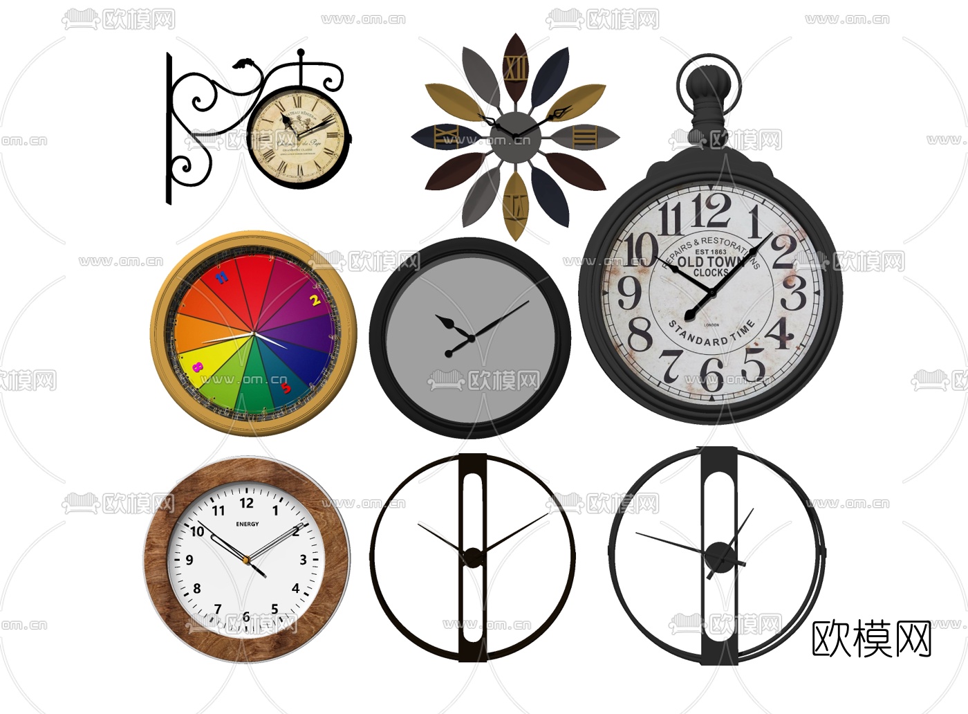 工业风金属挂钟su模型下载