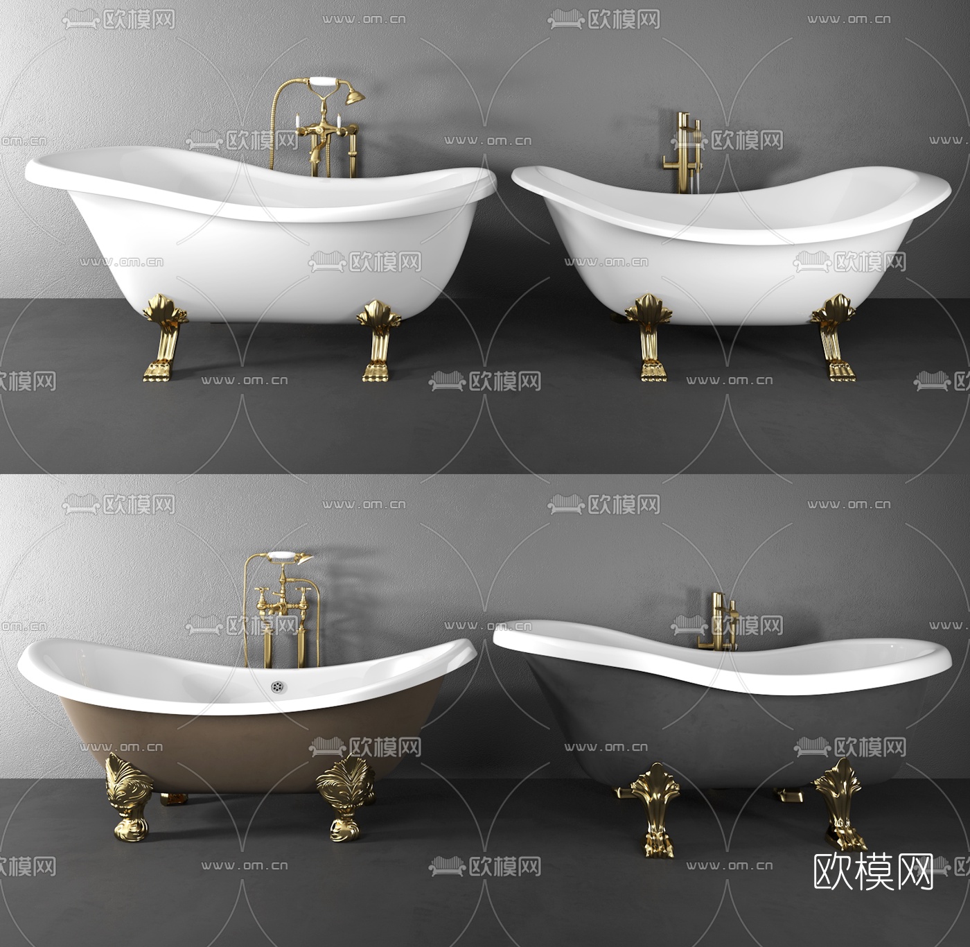 简欧贵妃浴缸组合3d模型下载