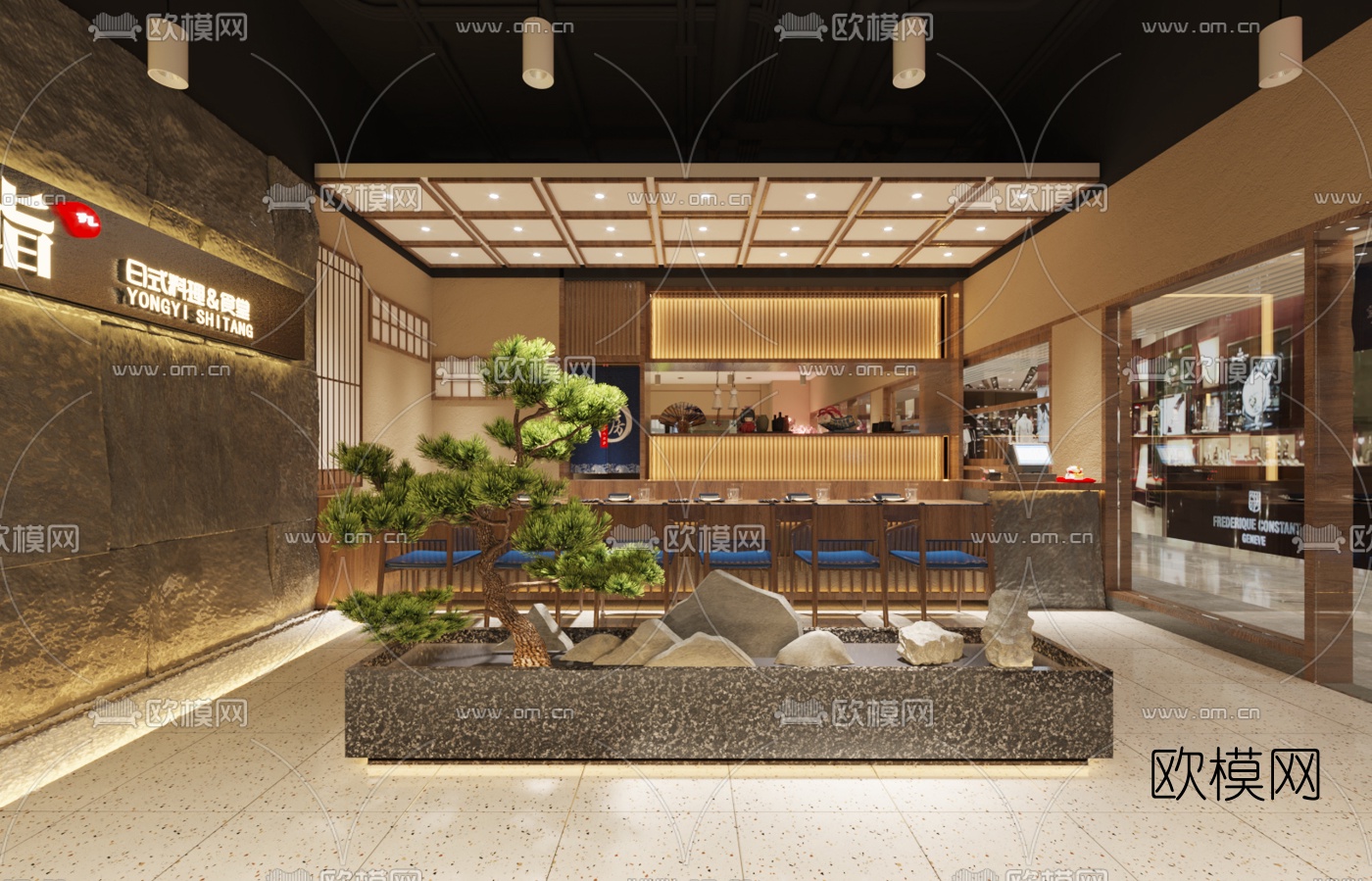 日式料理店3d模型下载（渲染图3）