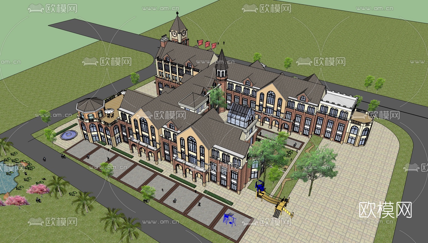 欧式幼儿园su模型下载（渲染图7）