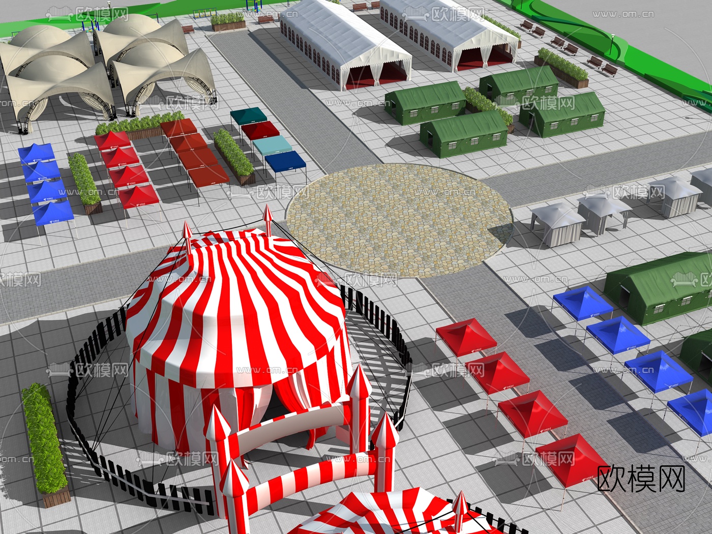 现代户外广告野营帐篷3d模型下载（渲染图1）