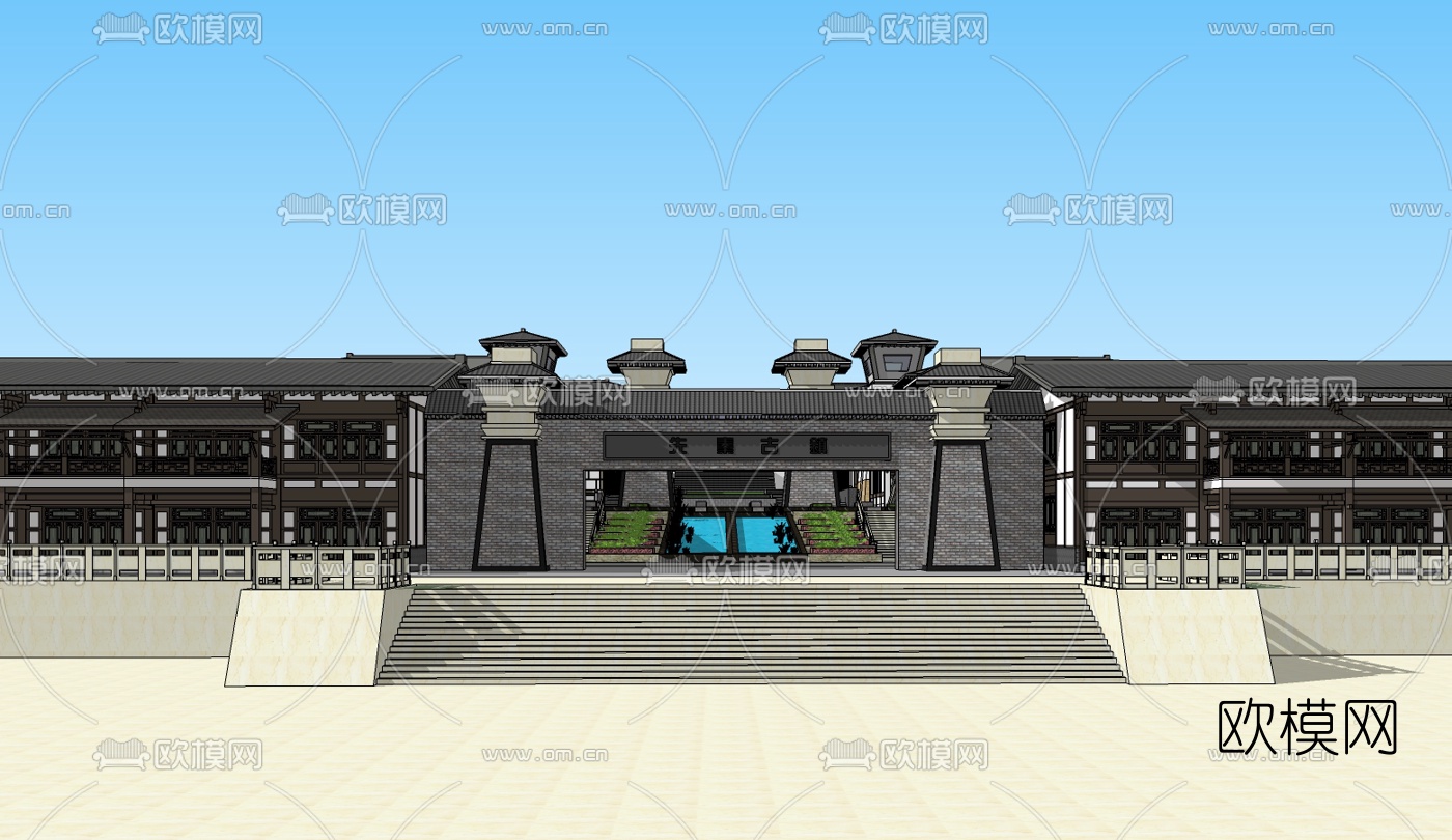 中式仿古阁楼su模型下载（渲染图1）