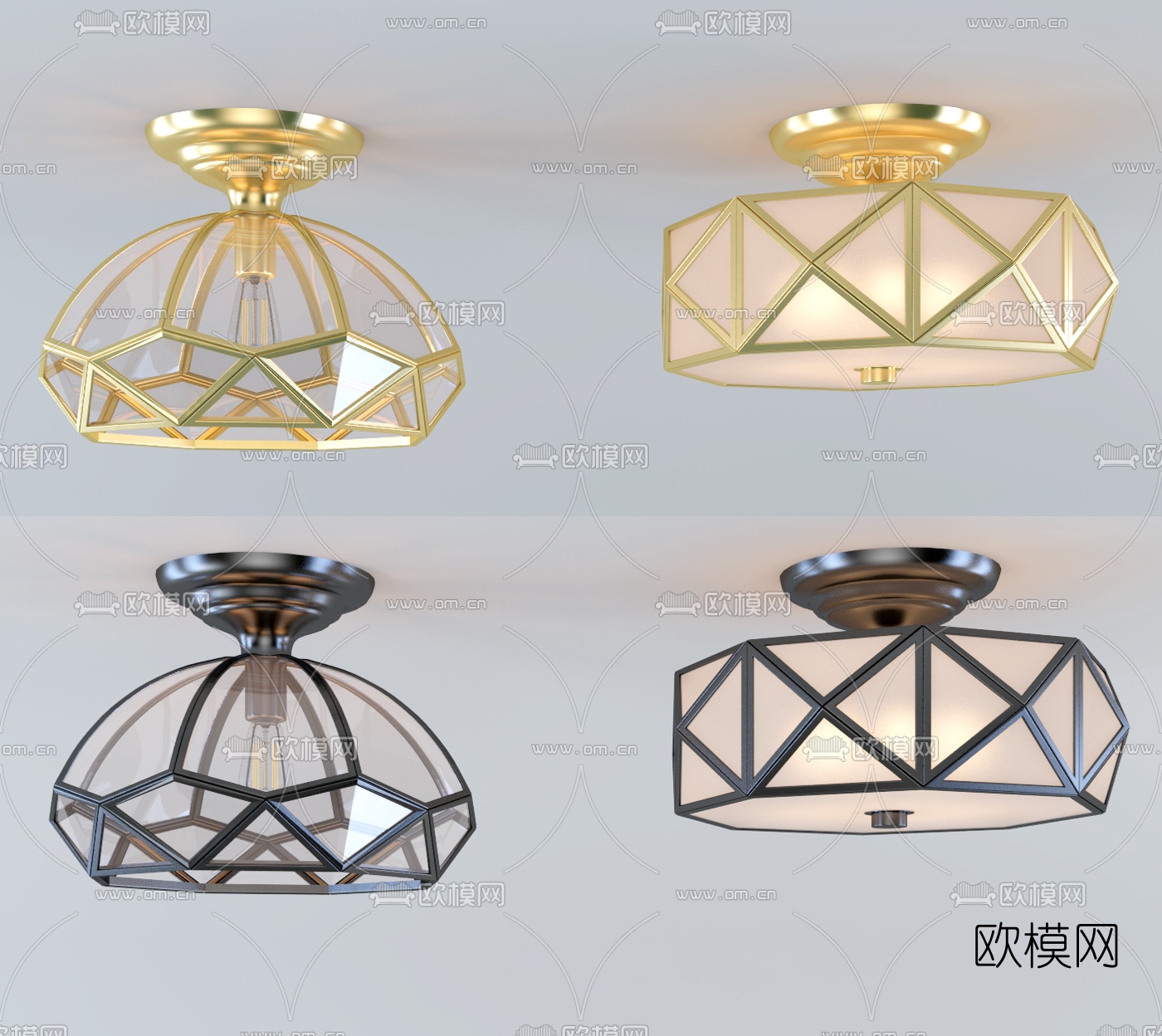 北欧金属吸顶灯3d模型下载