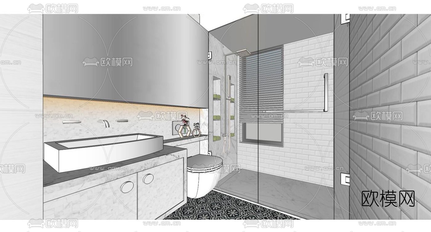 北欧客餐厅su模型下载（渲染图3）