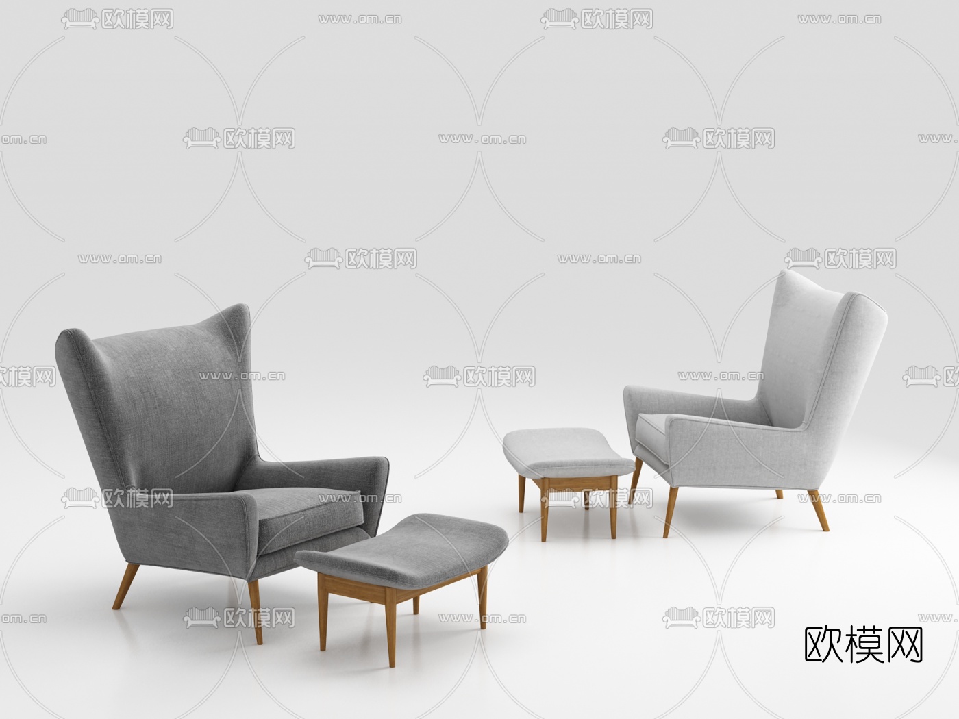 简欧布艺休闲沙发3d模型
