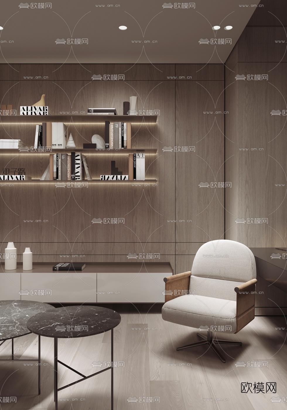 现代阅读休息室3d模型下载（渲染图3）