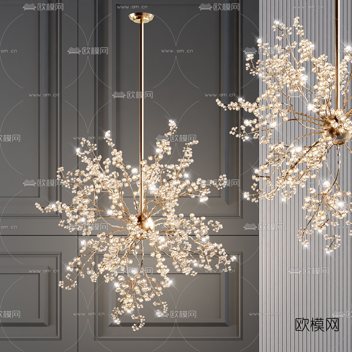 现代树枝花瓣装饰吊灯3d模型下载_ID10008174_3dmax免费模型-欧模网