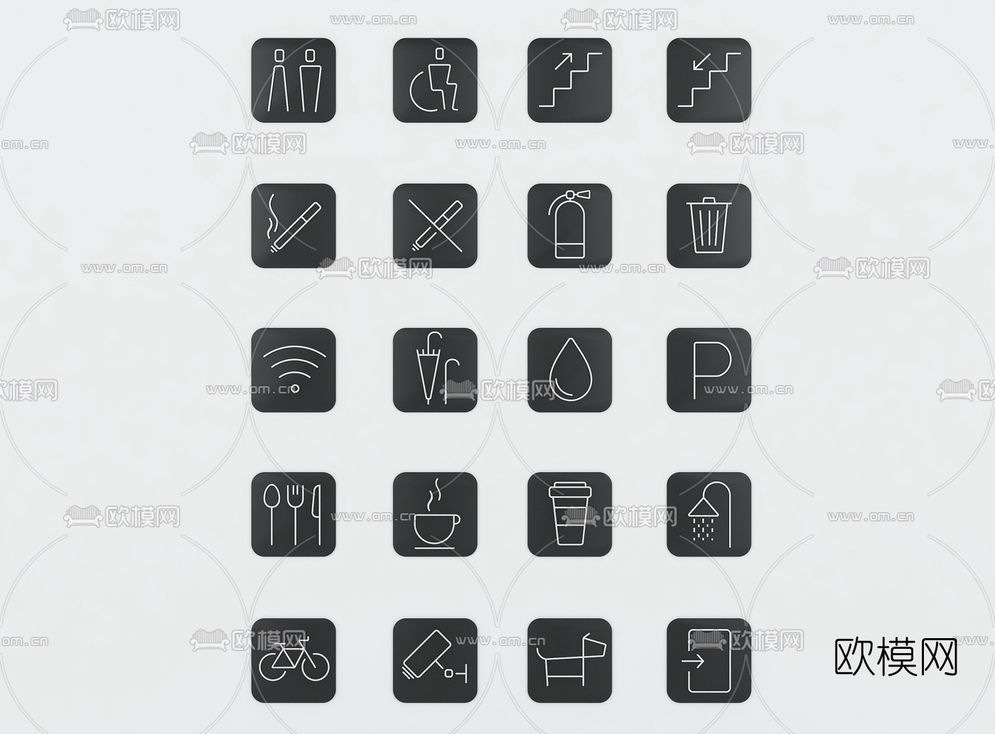 现代指示牌引导牌标识3D模型下载_ID10457540_3dmax免费模型-欧模网