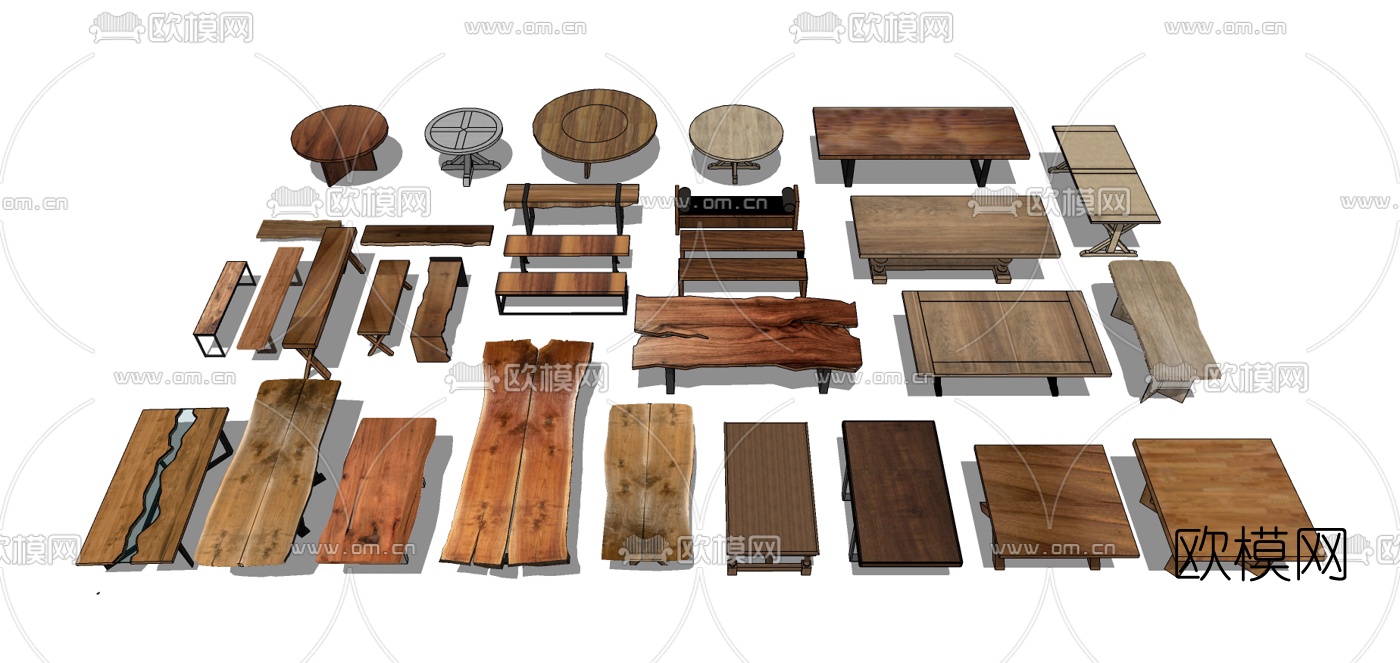 中式实木茶几su模型下载（渲染图1）