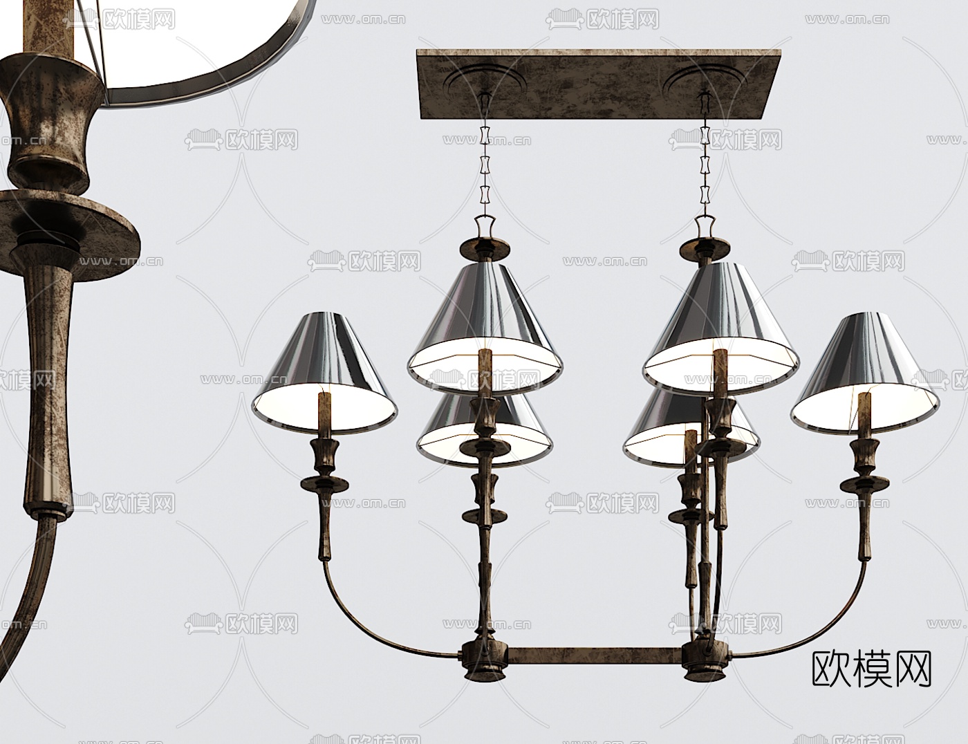 工业风金属吊灯3d模型下载