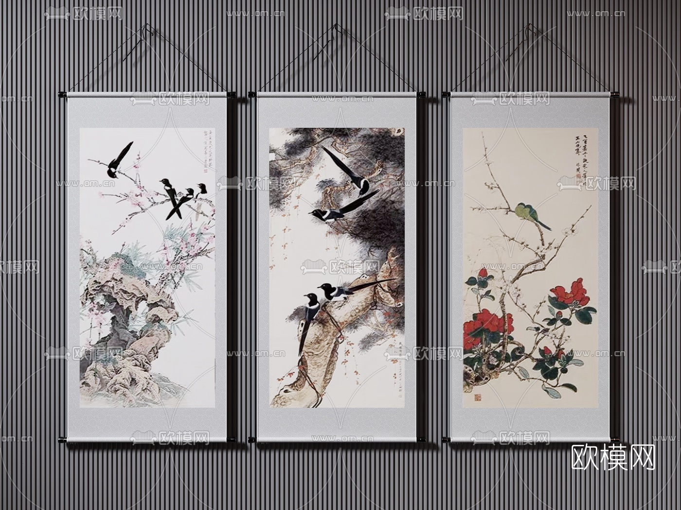 新中式装饰挂画3d模型
