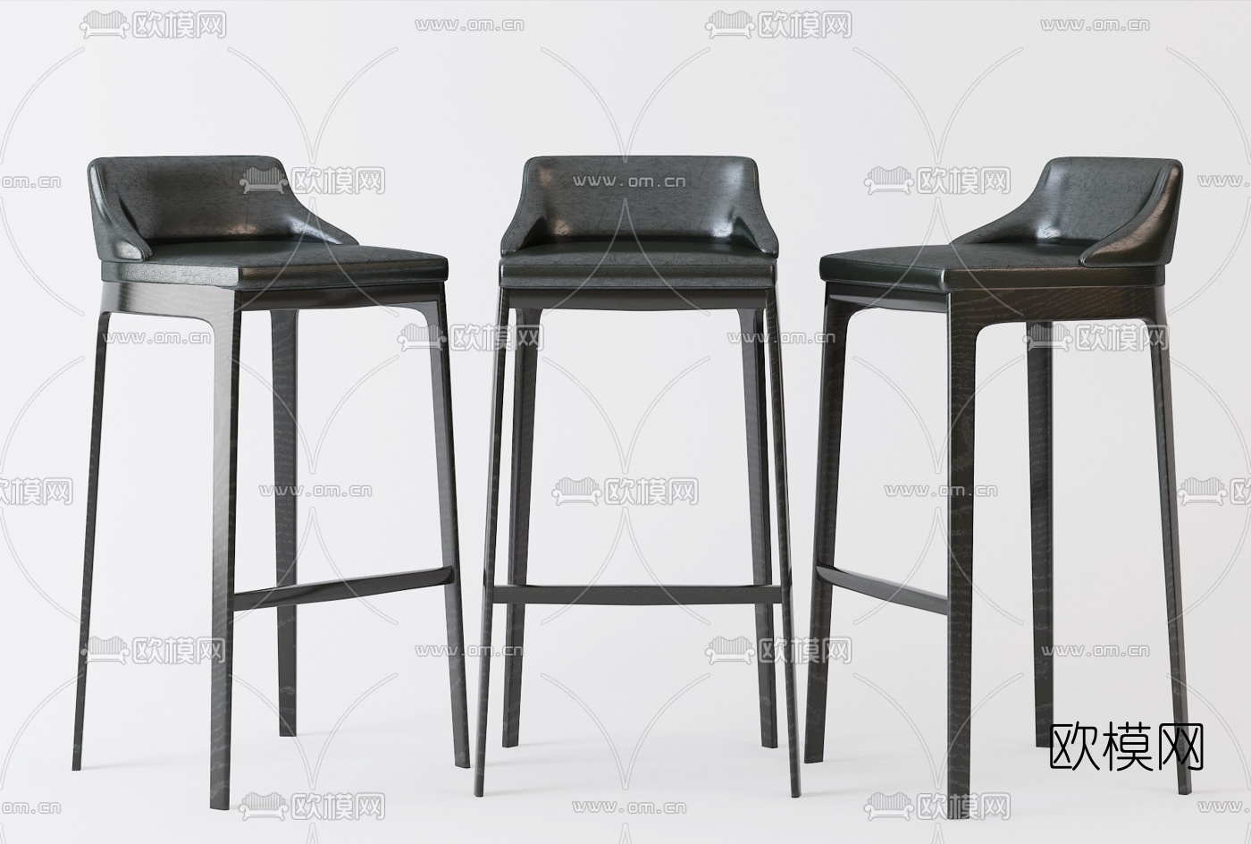 现代皮革吧椅3d模型下载