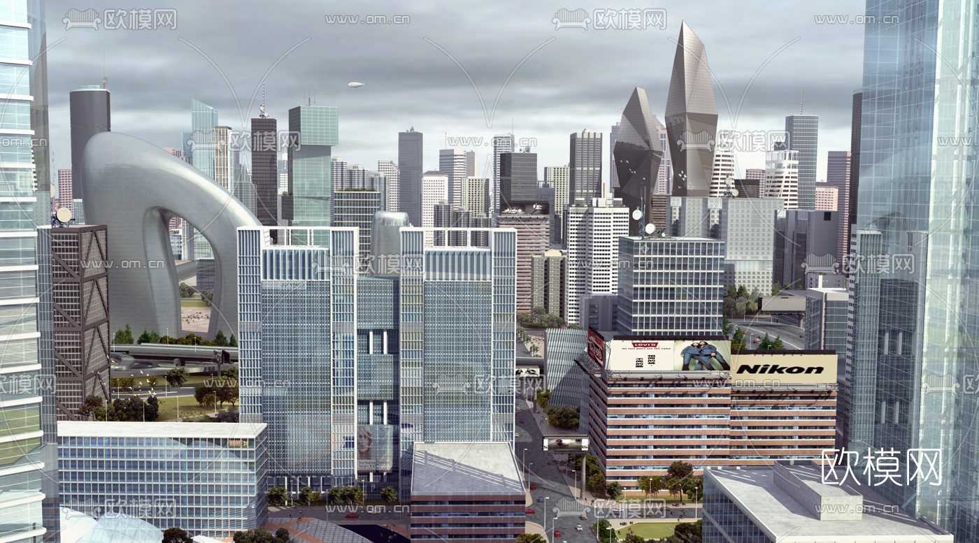 现代商业建筑外观3D模型