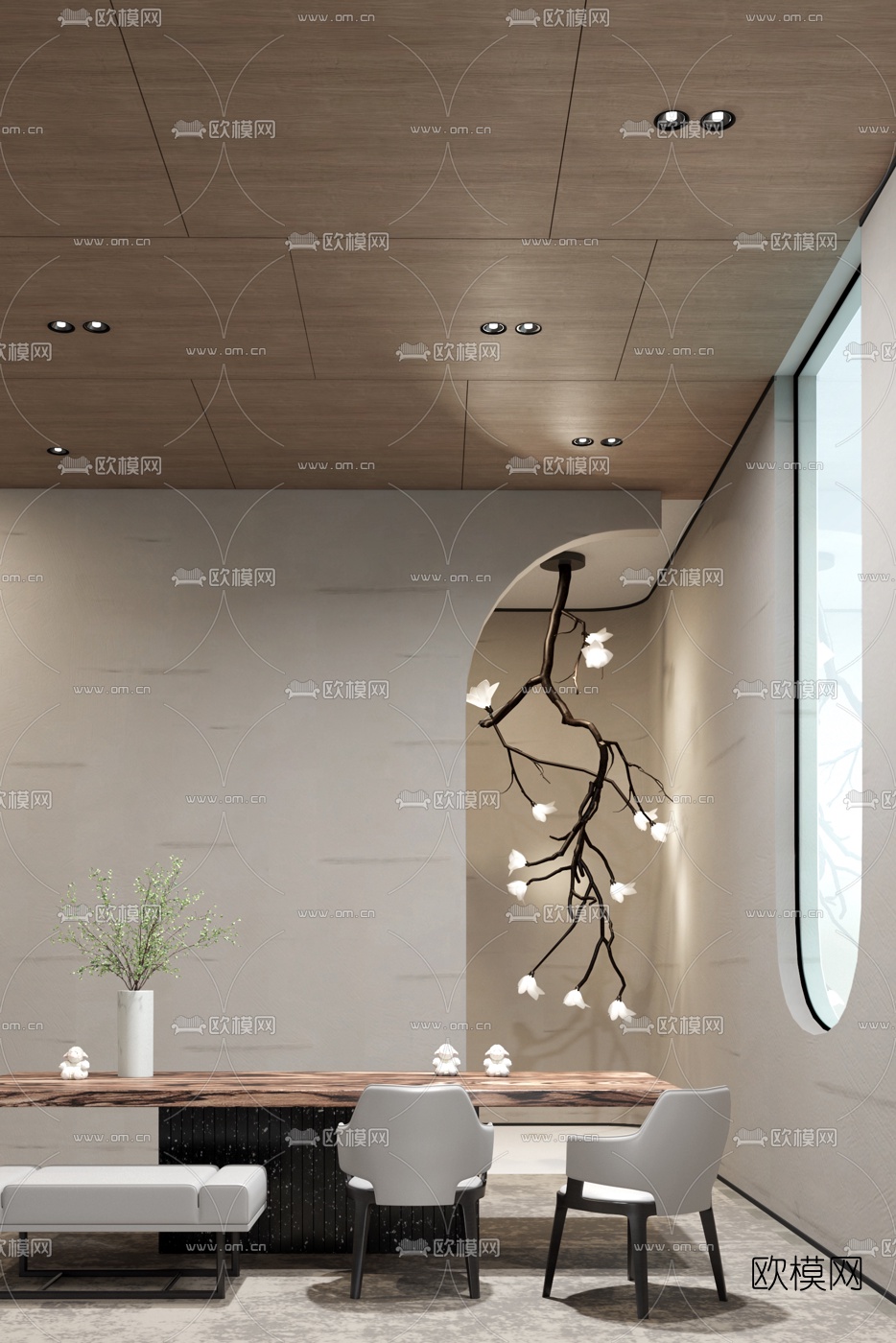 元禾大千设计 新中式休闲桌椅3d模型下载