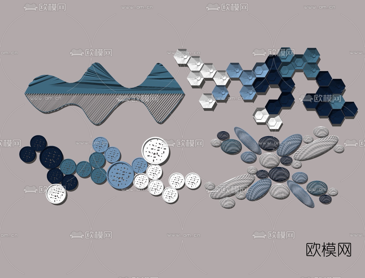 现代墙饰挂件组合su模型下载
