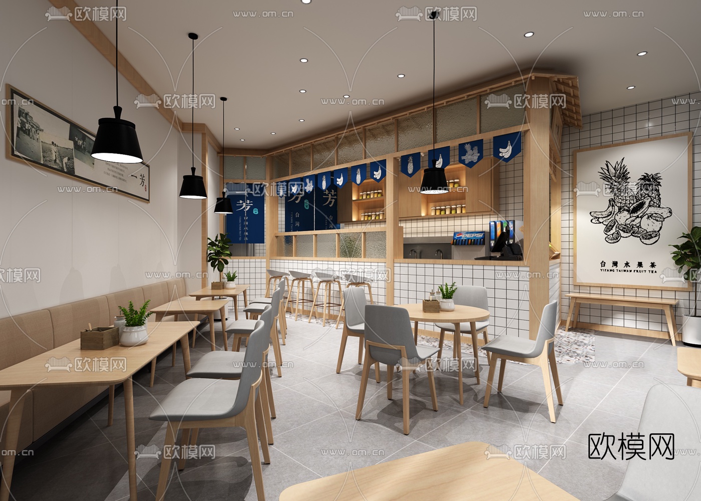 日式风格奶茶店3d模型