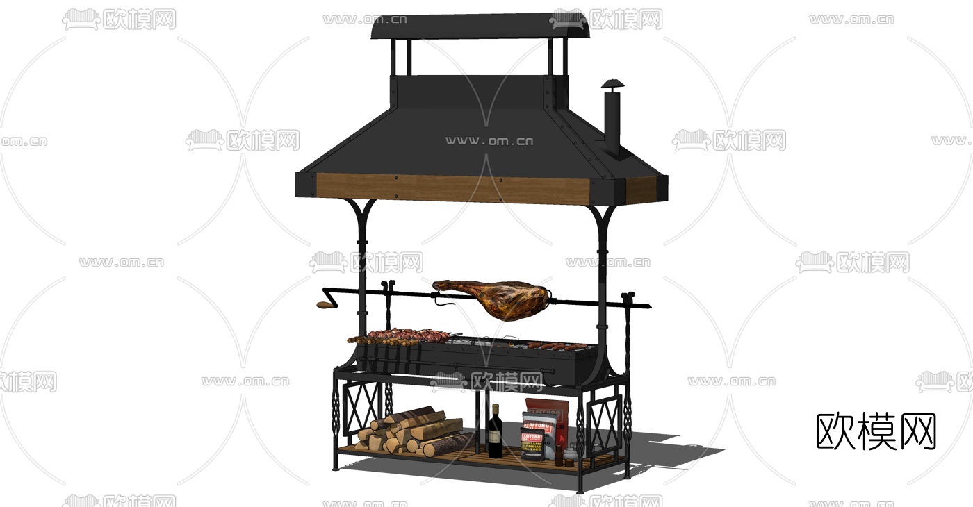 简欧烧烤架子su模型下载（渲染图2）