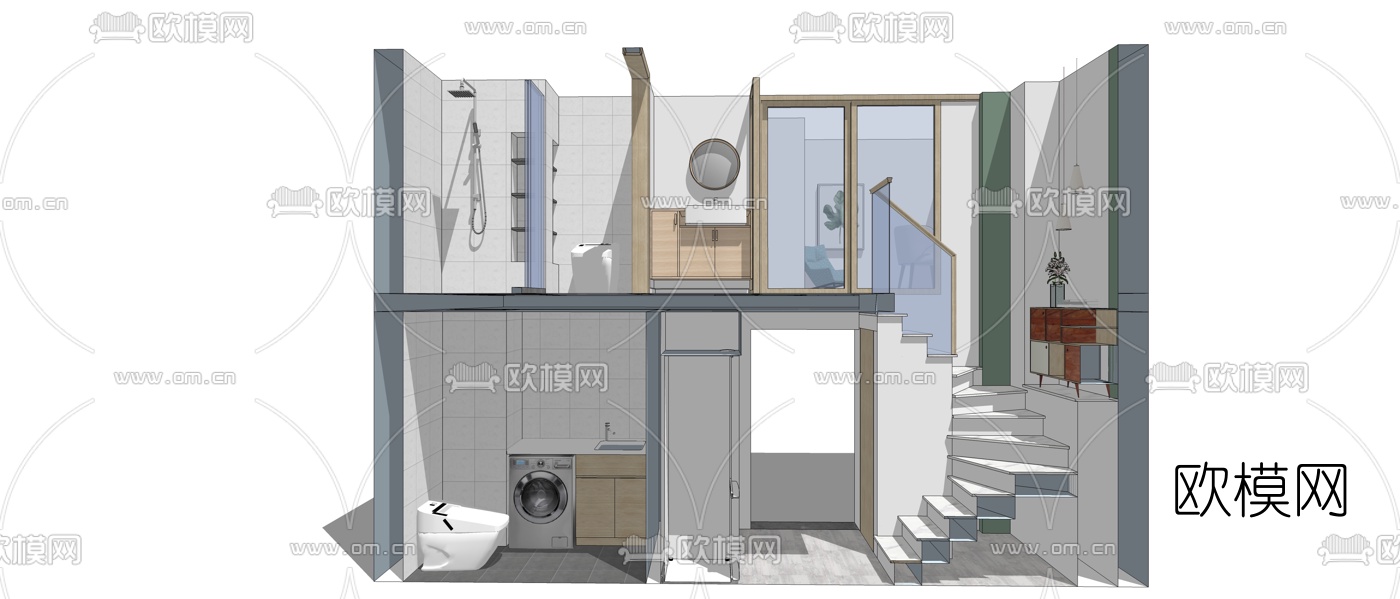 北欧客餐厅su模型下载（渲染图4）
