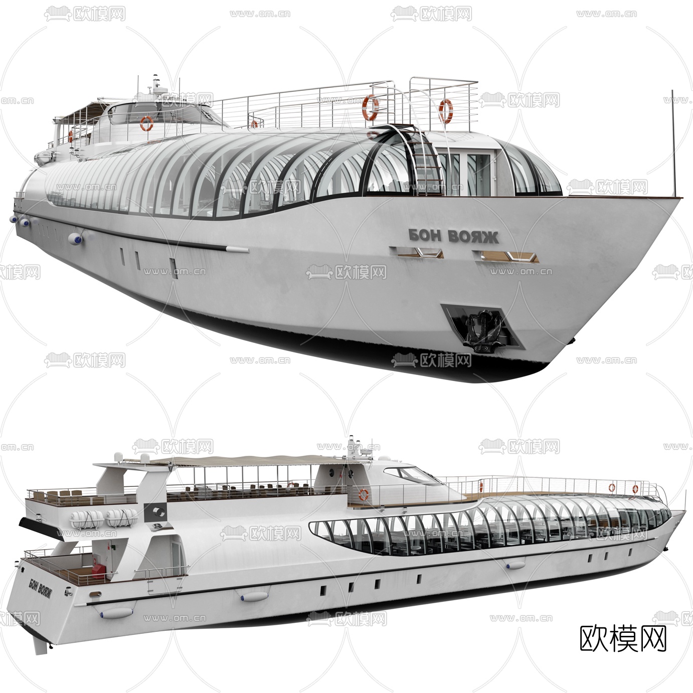 现代轮船游轮3d模型