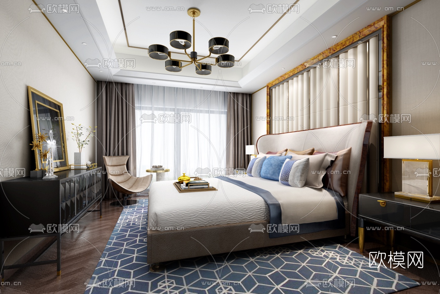 后现代卧室3d模型下载（渲染图1）
