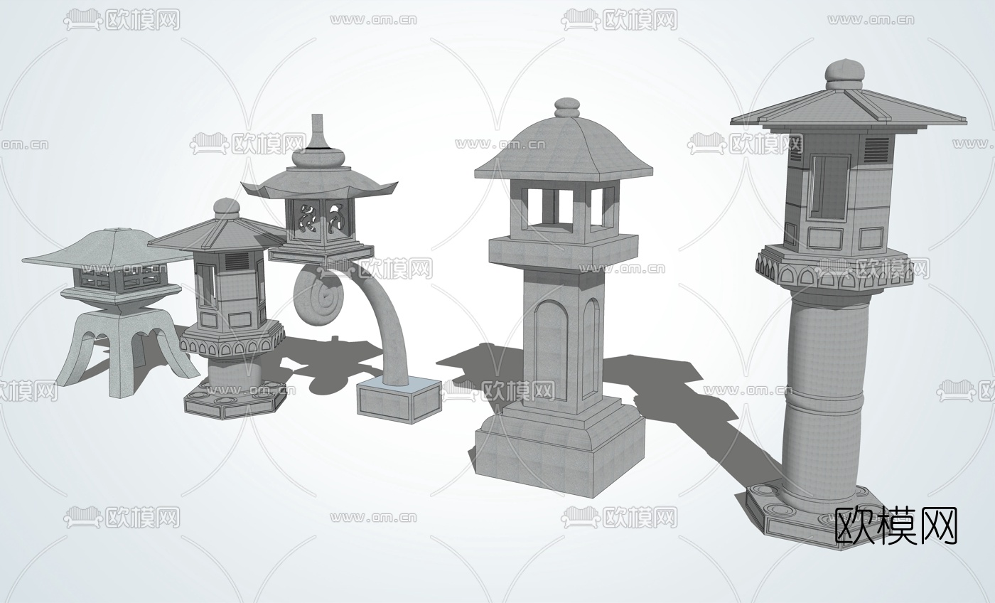 中式禅意石灯su模型下载（渲染图3）