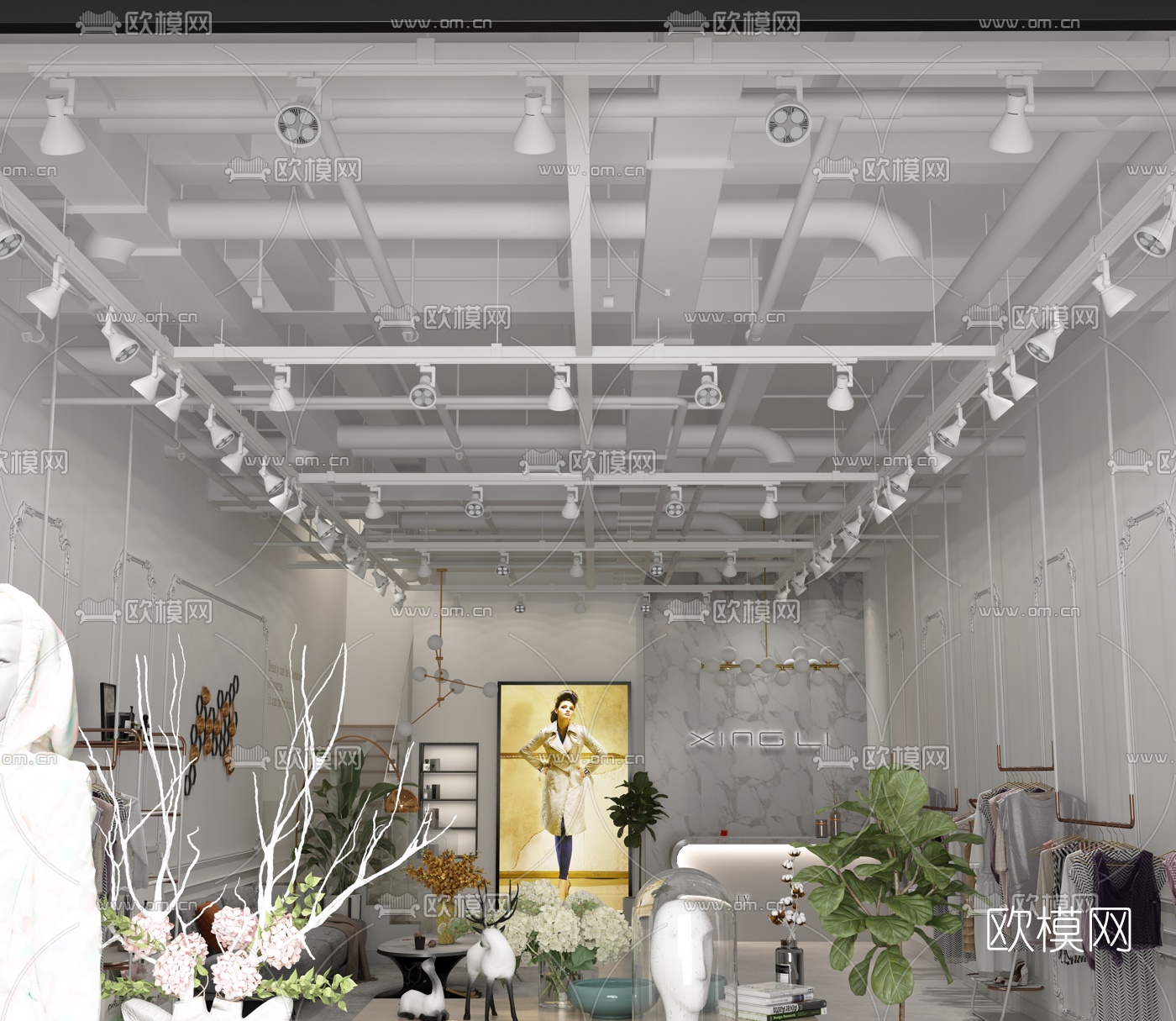 工业风服装店3d模型