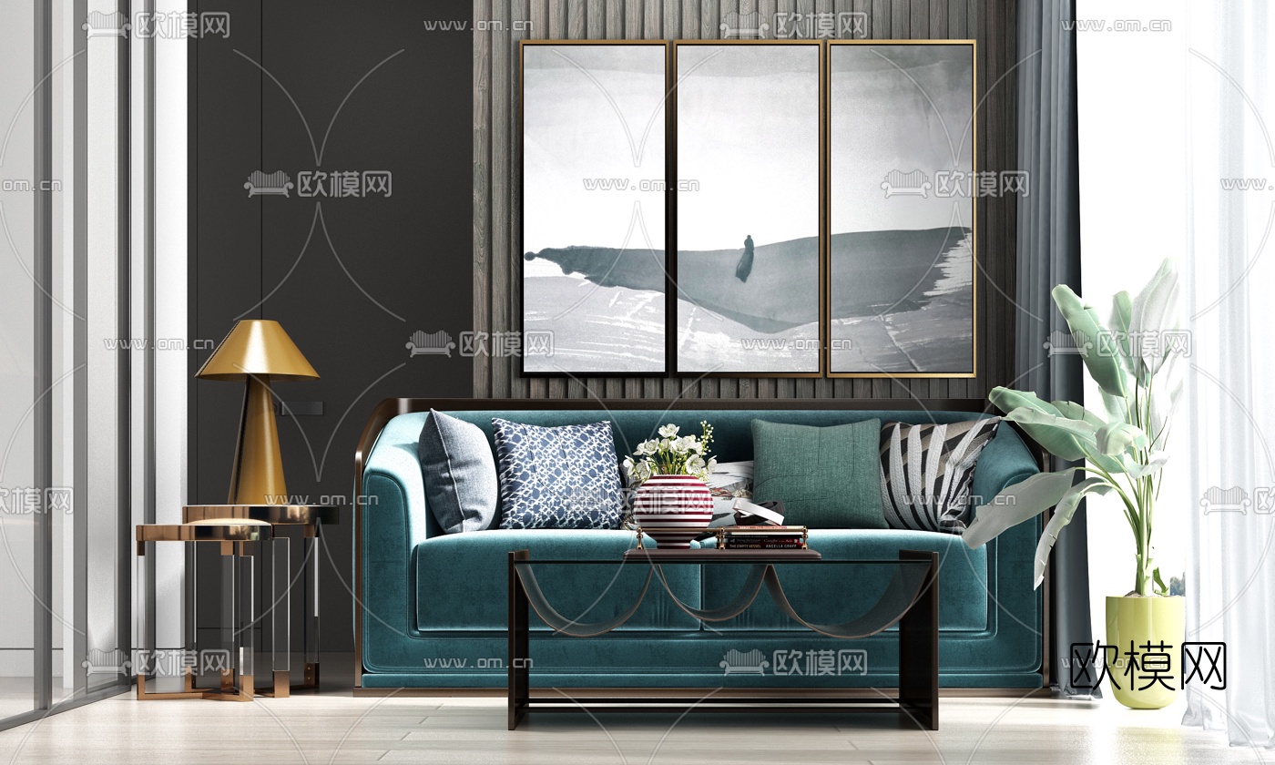 现代轻奢双人沙发3d模型下载