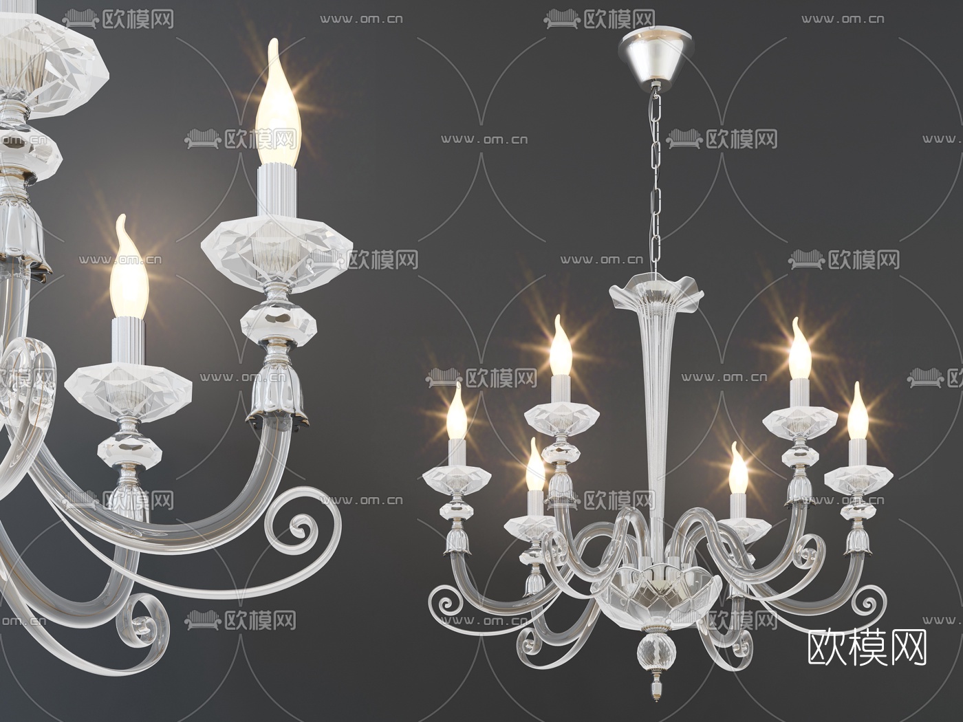 简欧金属吊灯3d模型下载