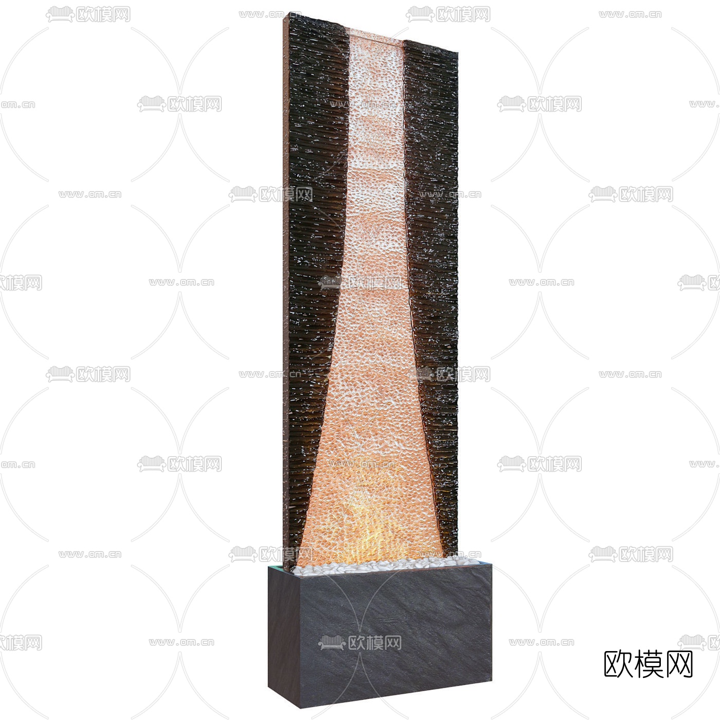现代流水墙壁小品3d模型下载（渲染图4）