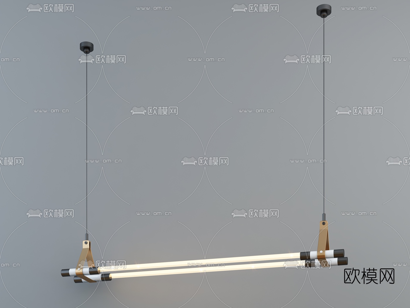 现代条形办公吊灯3d模型