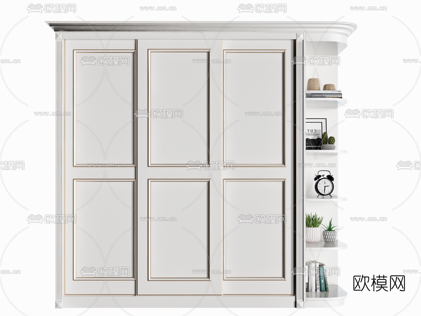 简欧实木衣柜3d模型下载（渲染图2）