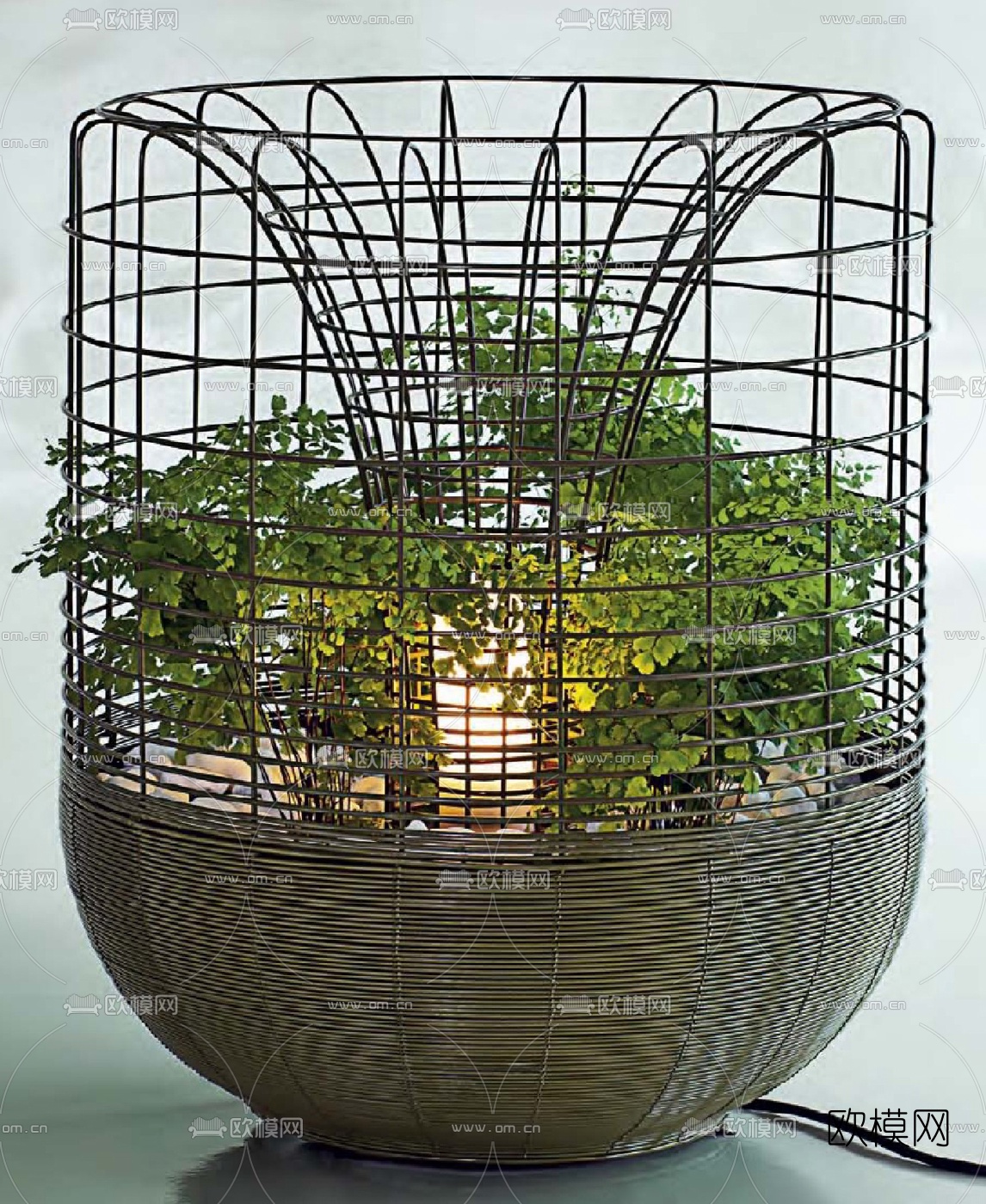 现代铁艺盆栽造型装饰灯3D模型下载