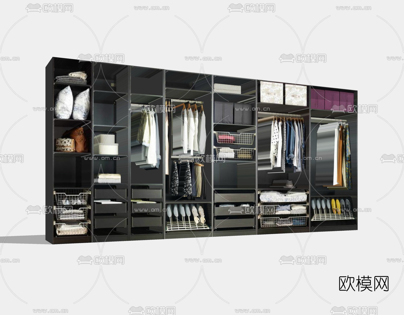 现代衣柜组件免费su模型下载