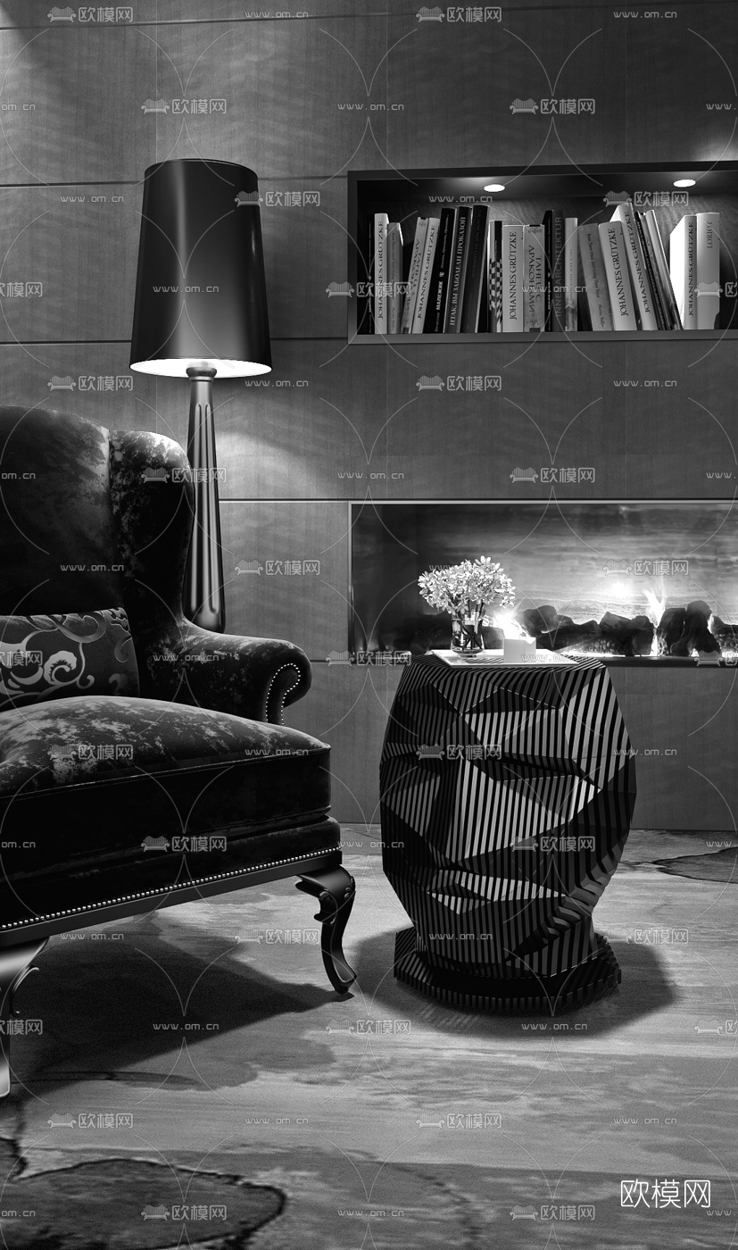 欧式古典单人沙发3d模型