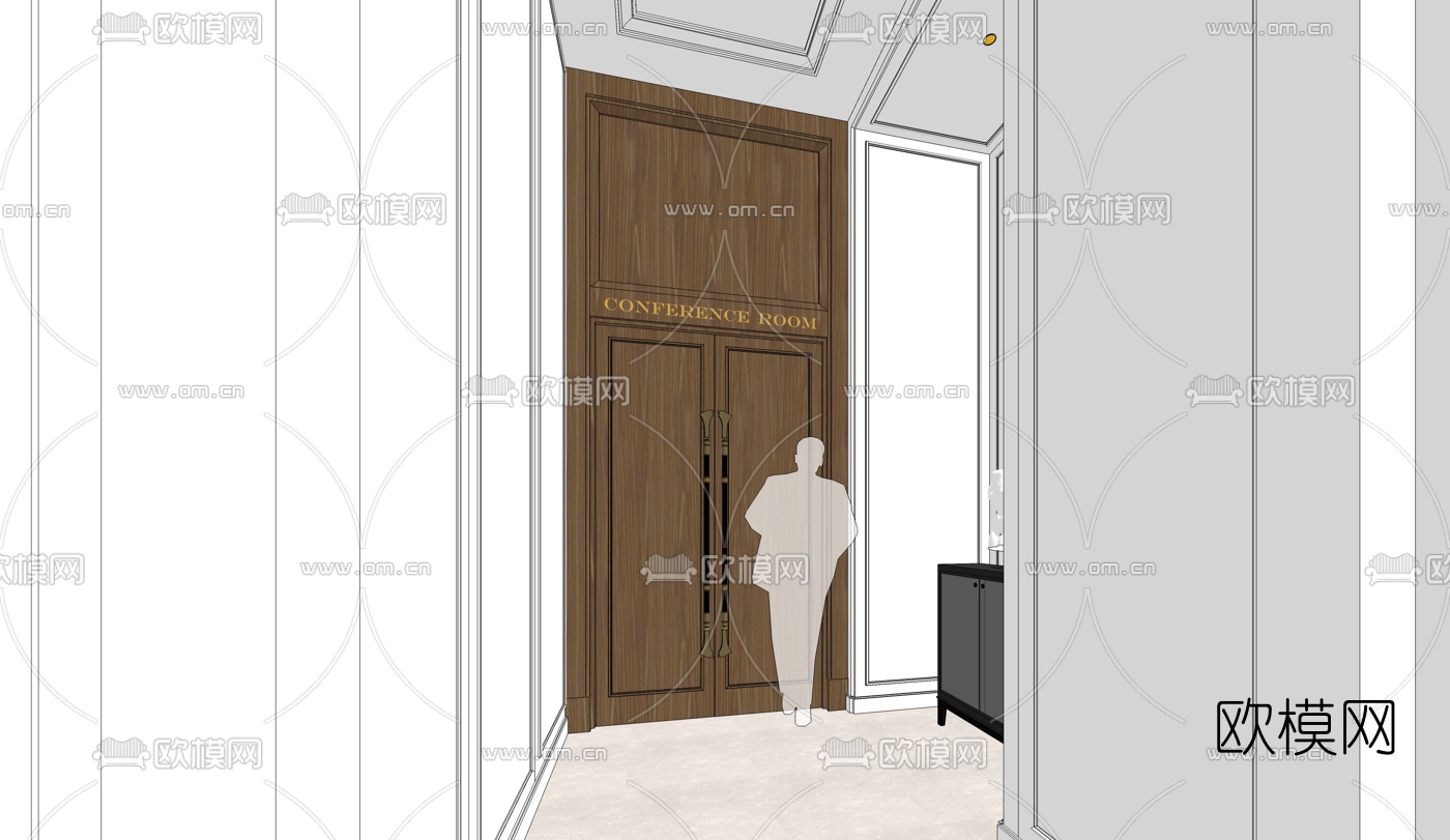欧式电梯间会议室su模型下载（渲染图1）